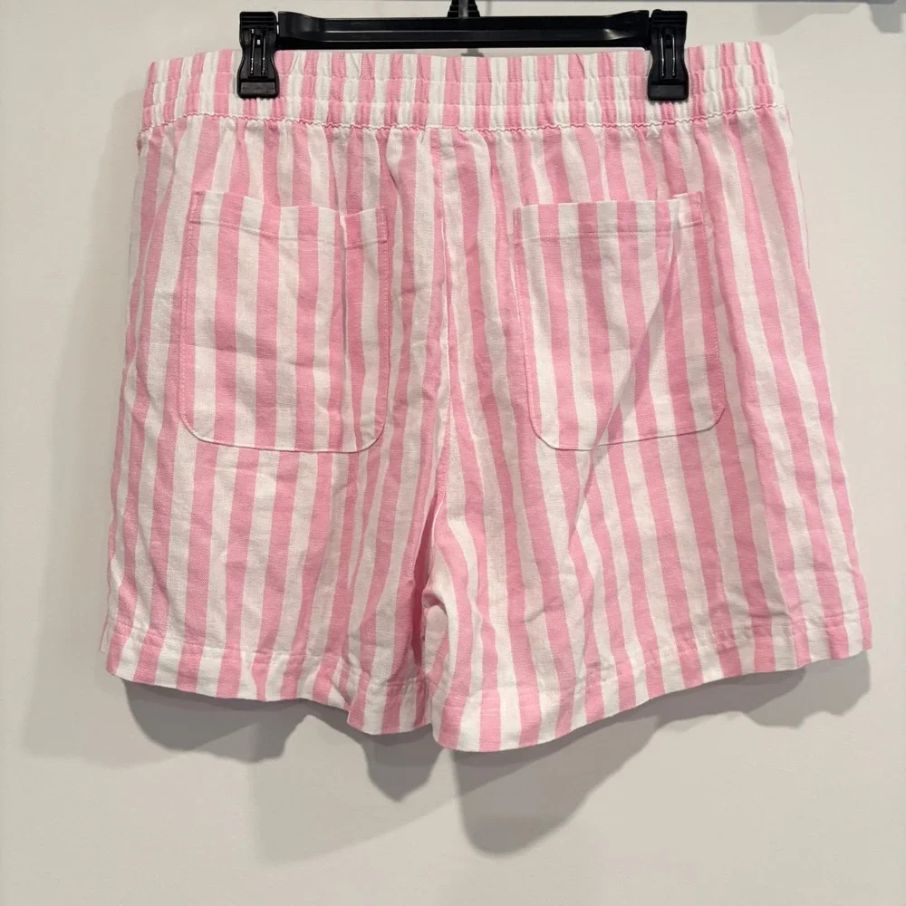 Old Navy Shorts Womens Coastal Pink White Striped Linen Blend Large Boho 21302